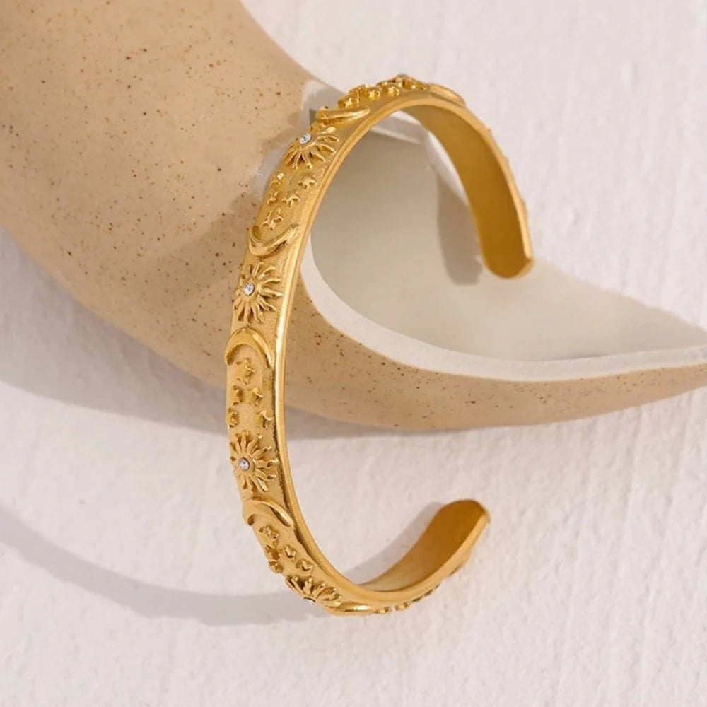 Vintage Moon Star Sun Bangle Bracelet